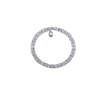 Cubic Zirconia Tennis Bracelet in silver-tone rhodium plating, featuring rows of baguette-cut stones and a secure clasp