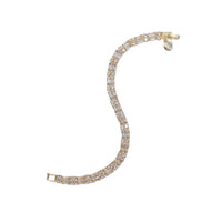 Cubic Zirconia Tennis Bracelet with gold-plated finish and sparkling baguette-cut stones, featuring a secure clasp