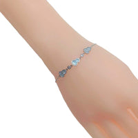 Gourd-Hulu cubic zirconia and mother of pearl bracelet with rhodium plating and adjustable chain