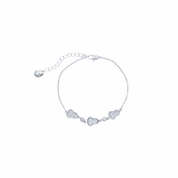 Gourd-Hulu cubic zirconia bracelet with mother of pearl on adjustable rhodium-plated chain