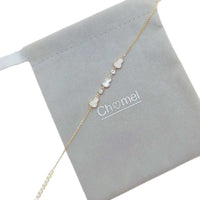 Gold plated Gourd-Hulu cubic zirconia and mother of pearl bracelet with adjustable chain and spring clasp