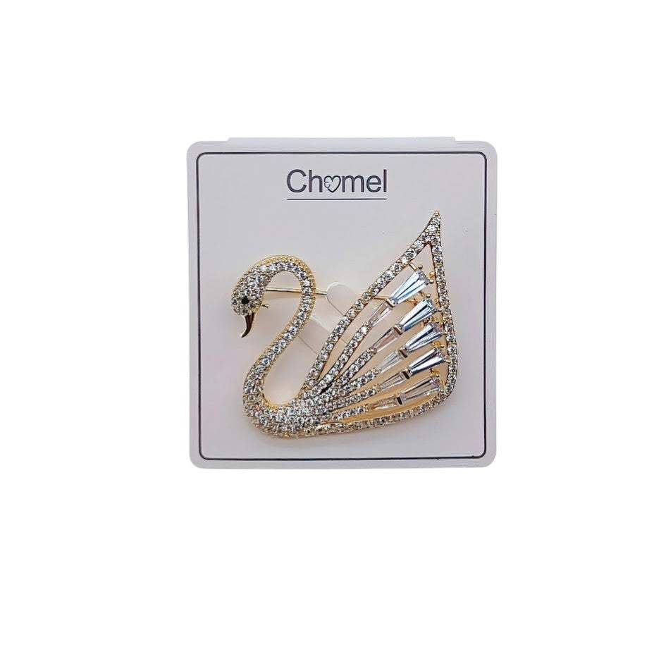 Swan Cubic Zirconia Brooch - CHOMEL