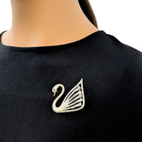 Swan Cubic Zirconia Brooch - CHOMEL