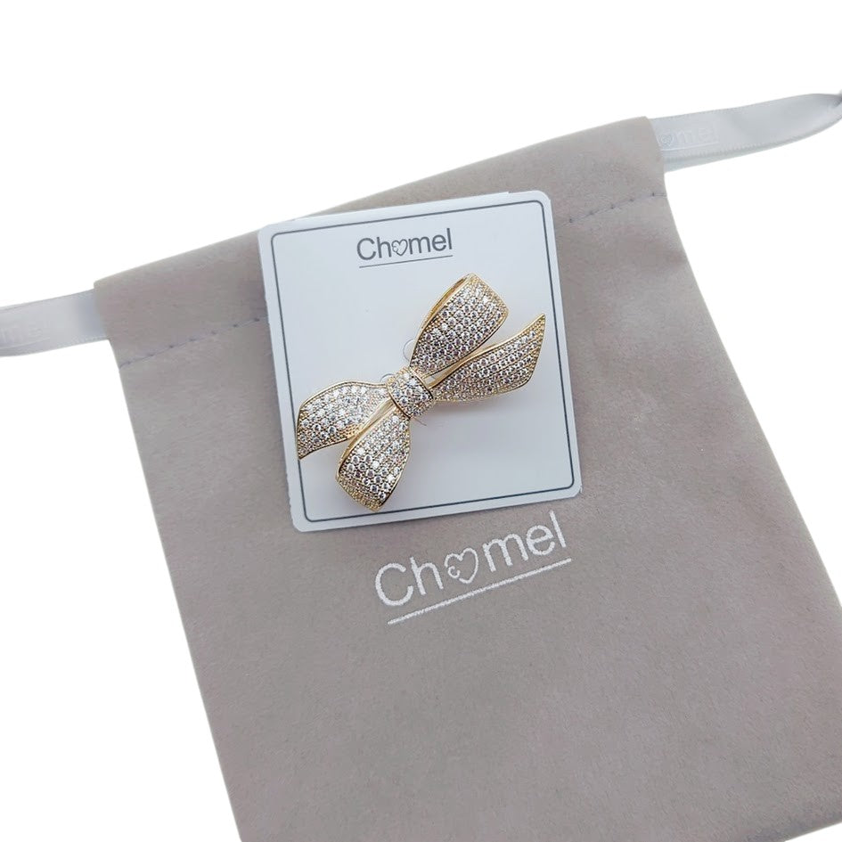 Ribbon Cubic Zirconia Brooch - CHOMEL