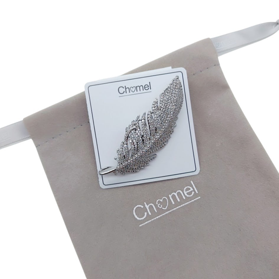 Leaf Cubic Zirconia Brooch - CHOMEL