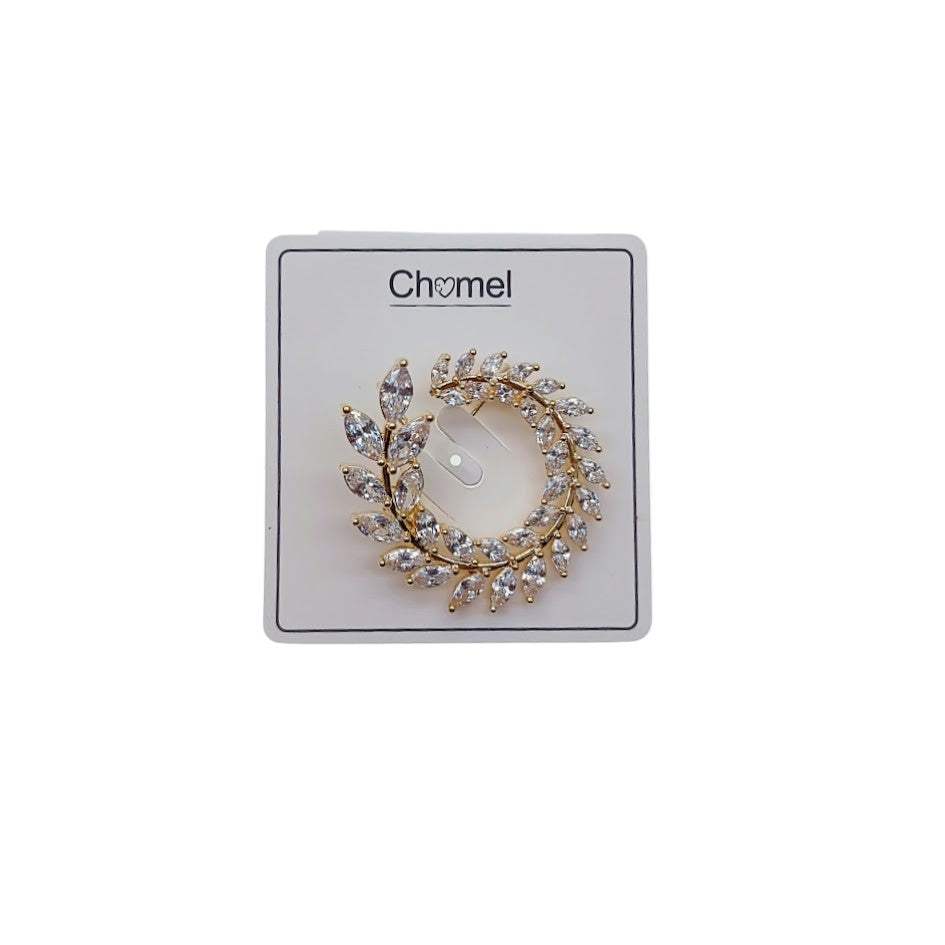 Circular Cubic Zirconia Brooch - CHOMEL