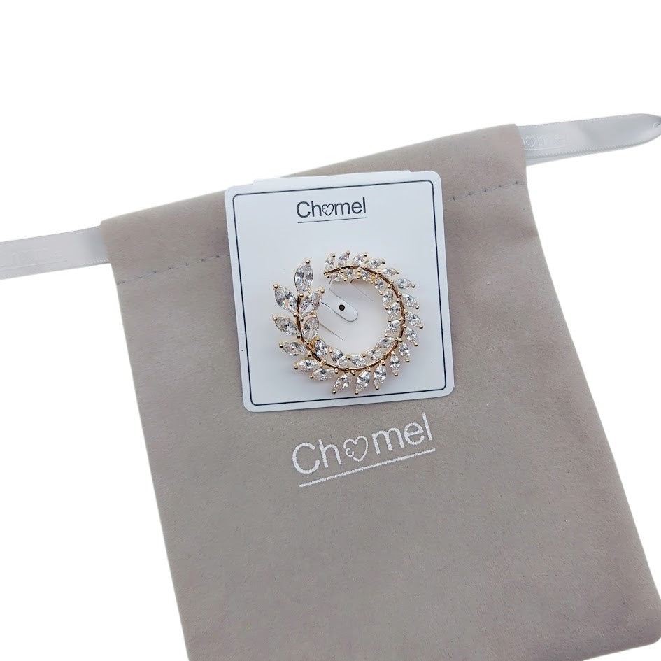 Circular Cubic Zirconia Brooch - CHOMEL