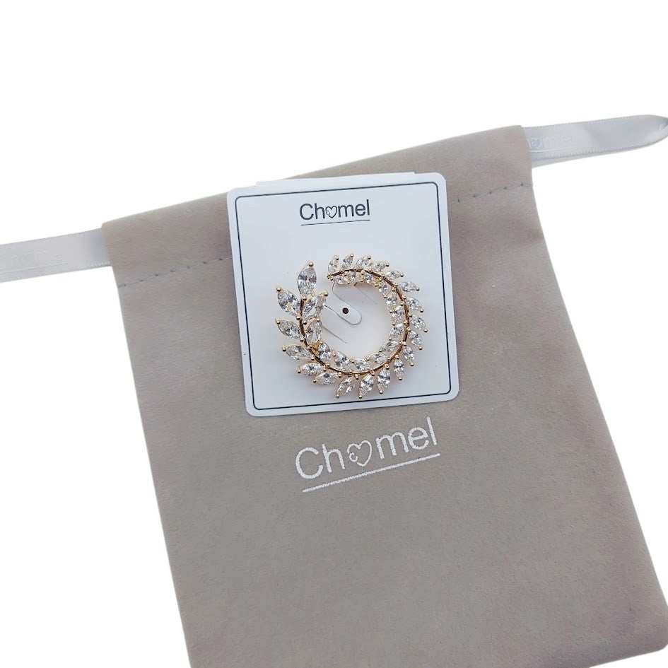 Circular Cubic Zirconia Brooch - CHOMEL