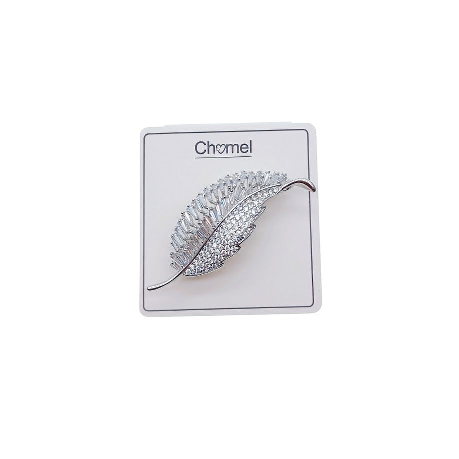 Leaf Cubic Zirconia Brooch - CHOMEL