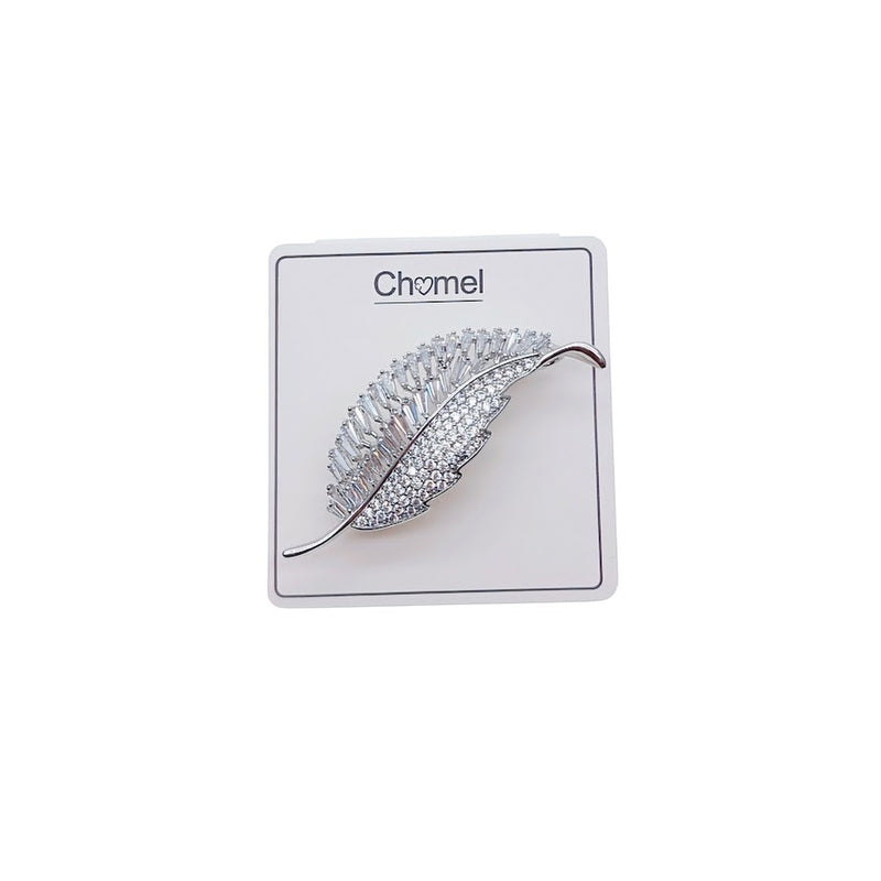 Leaf Cubic Zirconia Brooch - CHOMEL