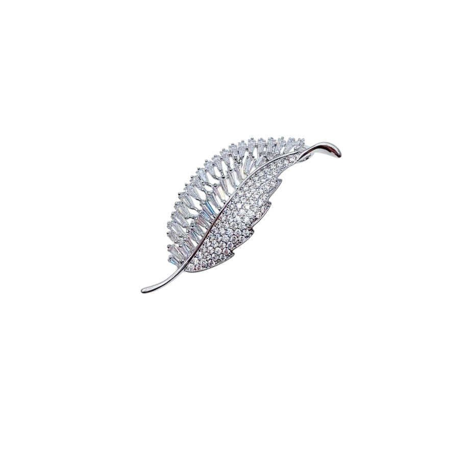 Leaf Cubic Zirconia Brooch - CHOMEL