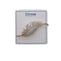 Leaf Cubic Zirconia Brooch - CHOMEL