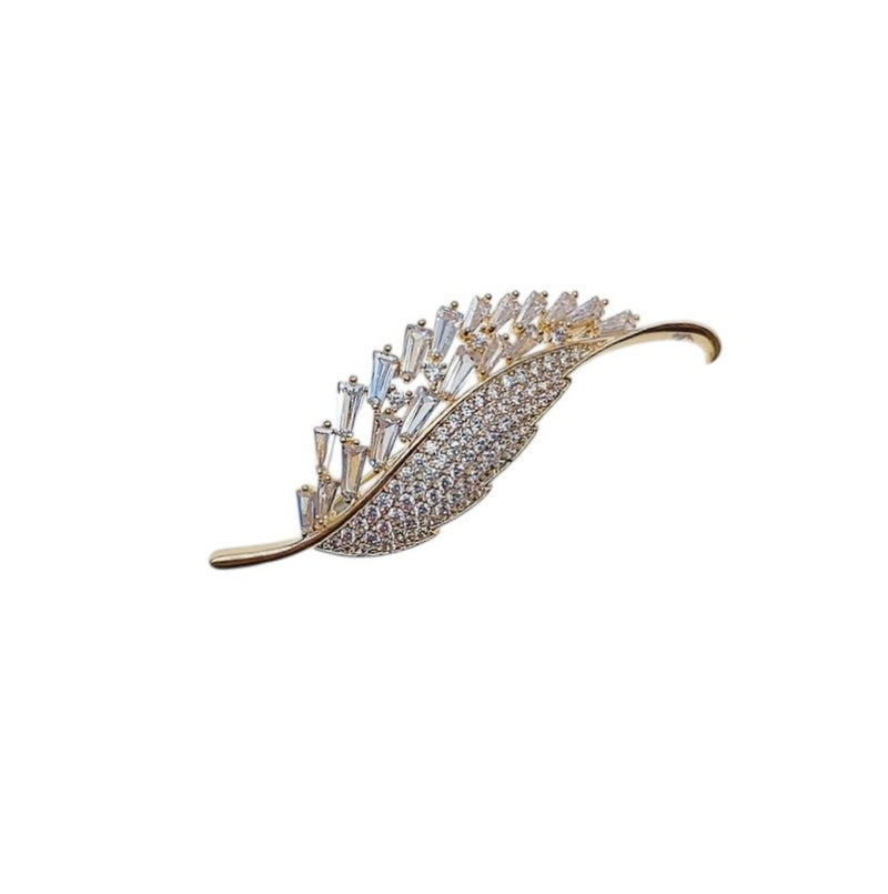 Leaf Cubic Zirconia Brooch - CHOMEL