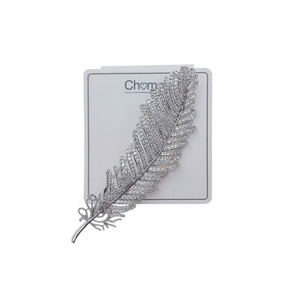 Leaf Cubic Zirconia Brooch - CHOMEL