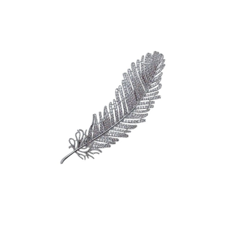 Leaf Cubic Zirconia Brooch - CHOMEL