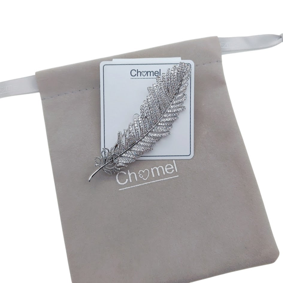 Leaf Cubic Zirconia Brooch - CHOMEL