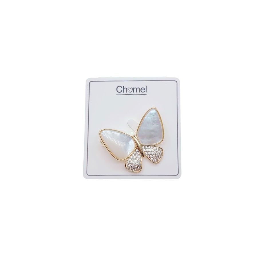 Butterfly Cubic Zirconia & Mother of Pearl Brooch