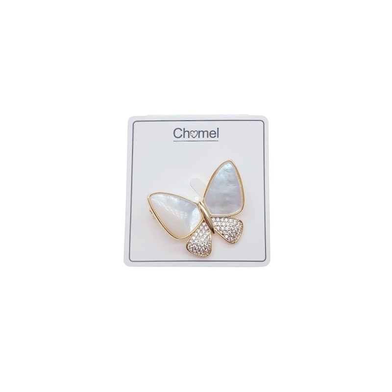 Butterfly Cubic Zirconia & Mother of Pearl Brooch