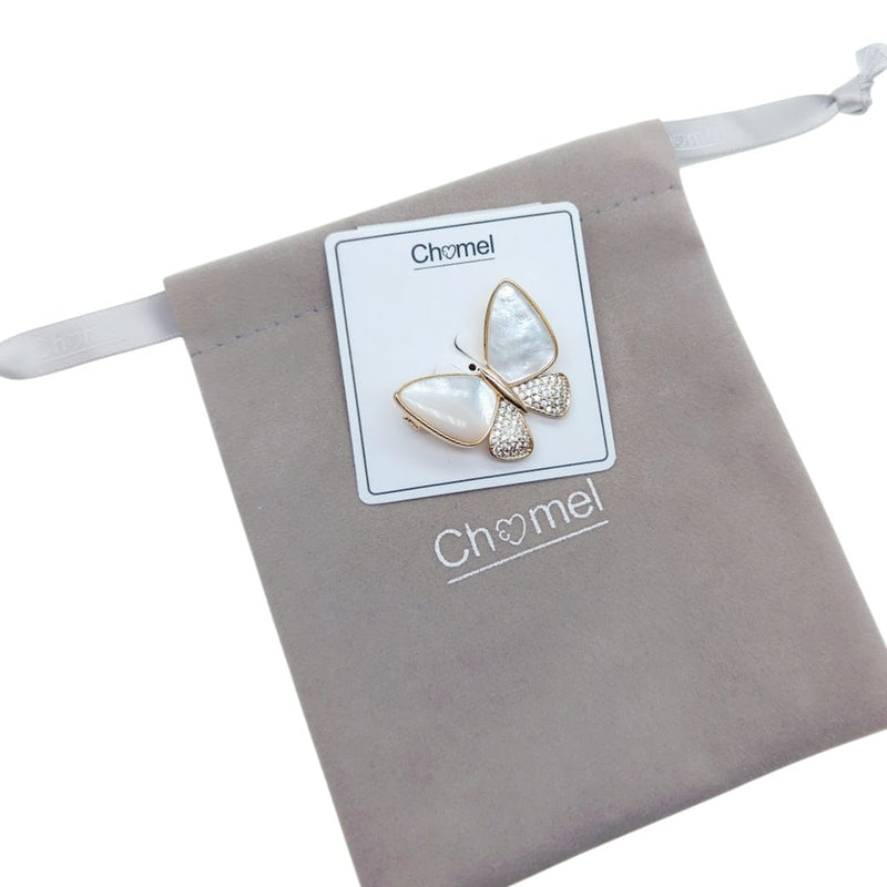 Butterfly Cubic Zirconia & Mother of Pearl Brooch