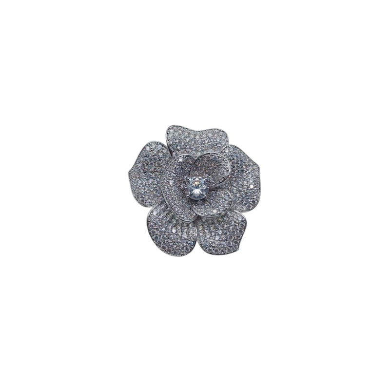 Flower Cubic Zirconia Brooch - CHOMEL