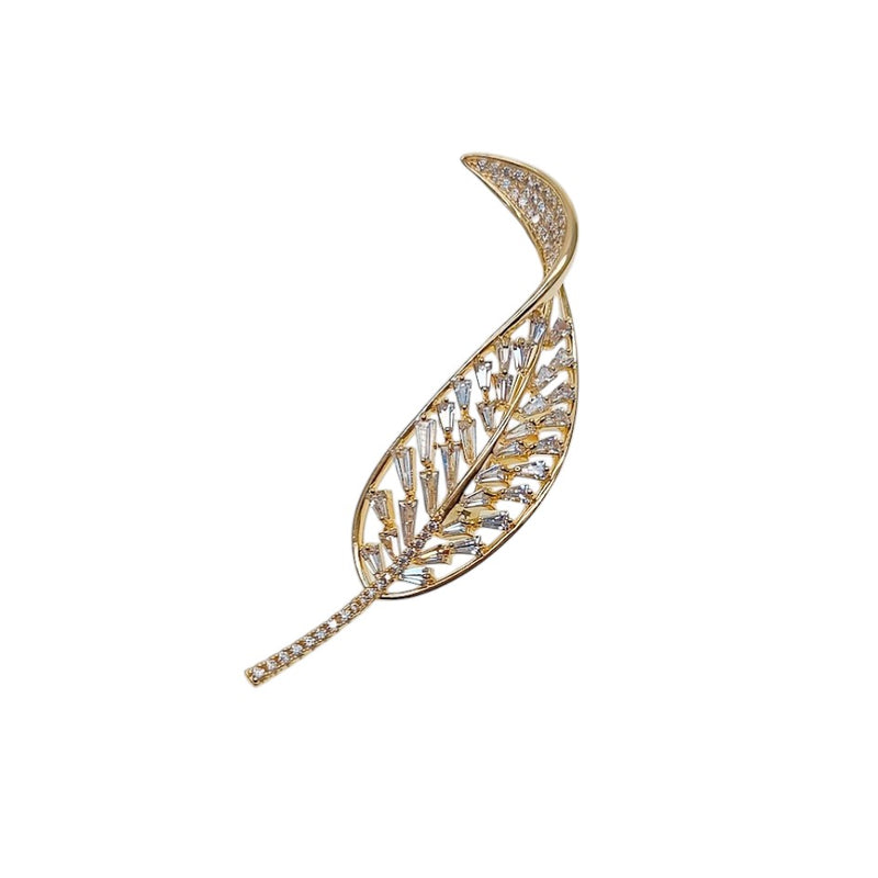 Leaf Cubic Zirconia Brooch - CHOMEL