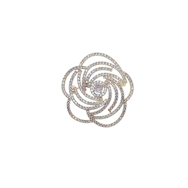 Flower Cubic Zirconia Brooch - CHOMEL