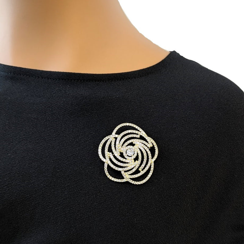 Flower Cubic Zirconia Brooch