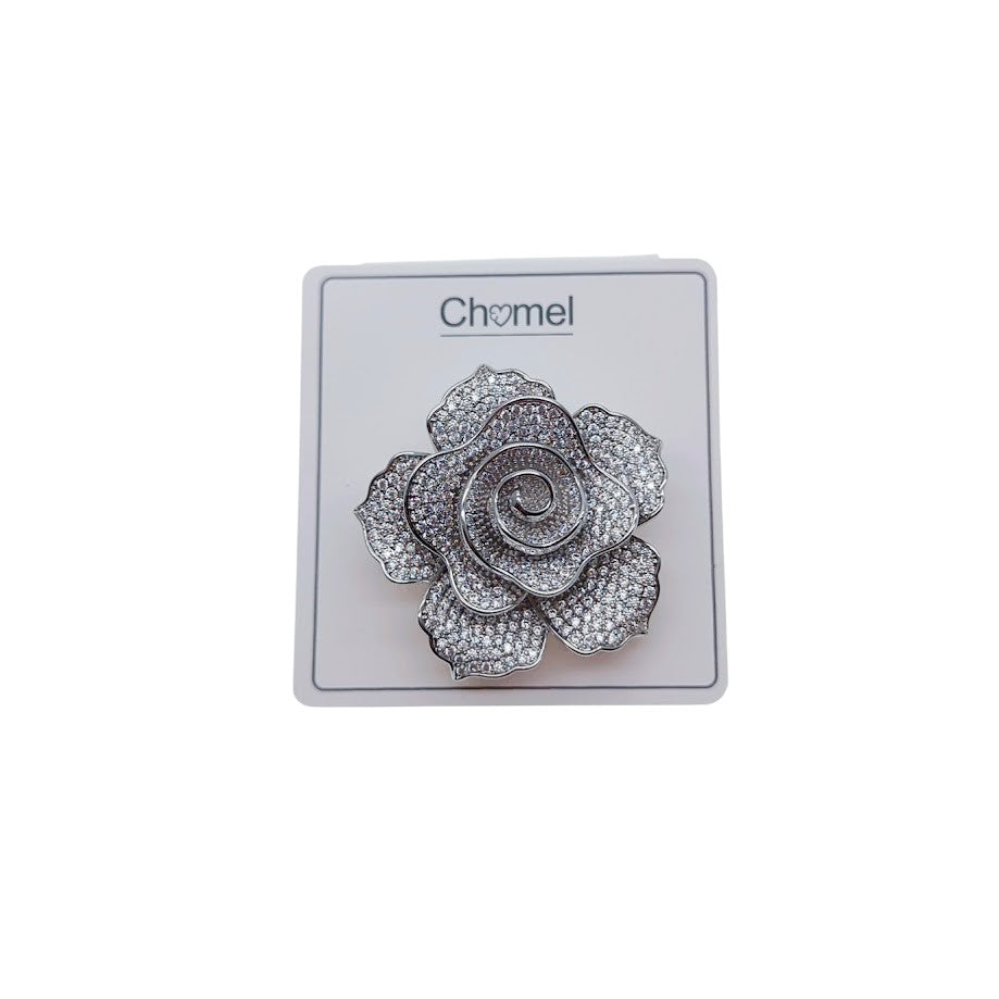 Flower Cubic Zirconia Brooch - CHOMEL