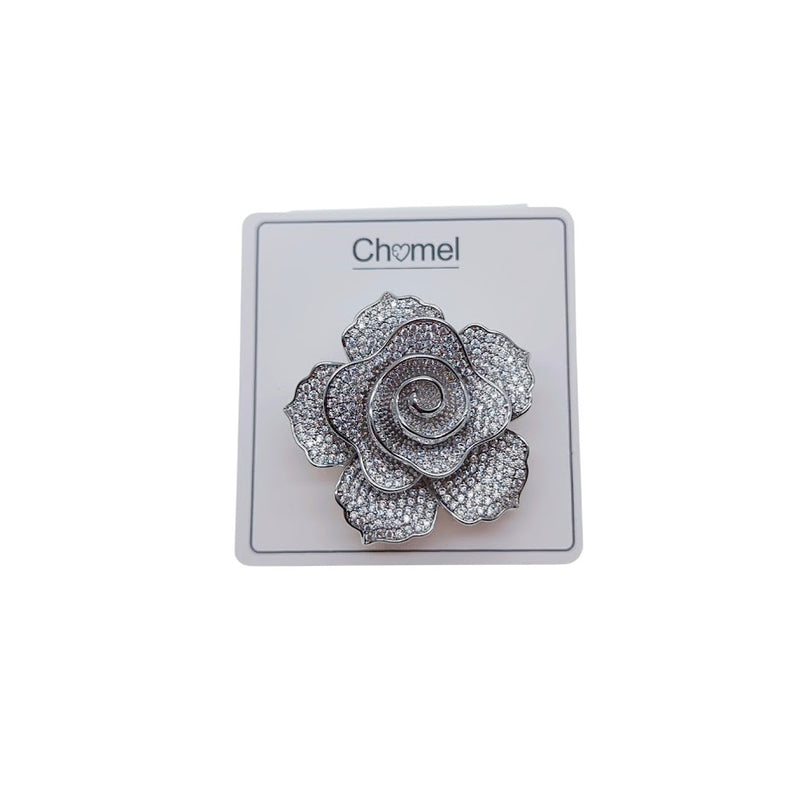 Flower Cubic Zirconia Brooch - CHOMEL