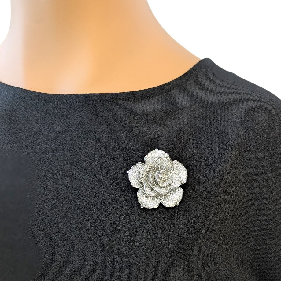 Flower Cubic Zirconia Brooch - CHOMEL