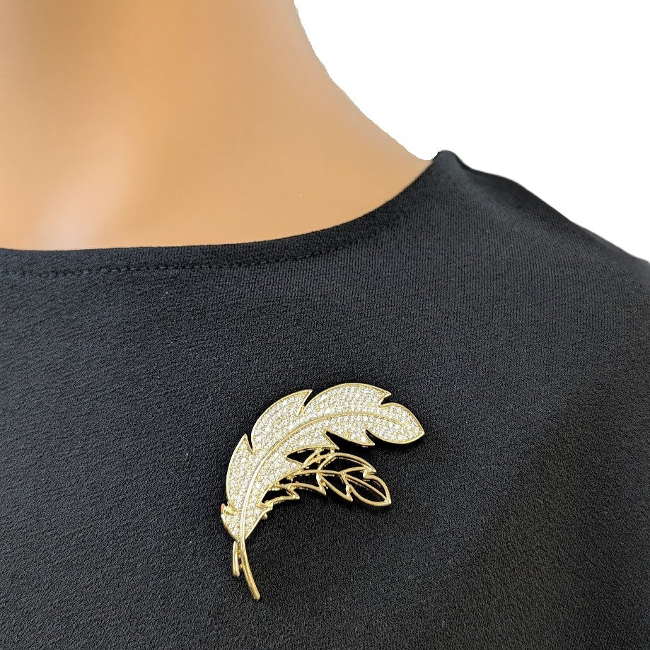Leaf Cubic Zirconia Brooch