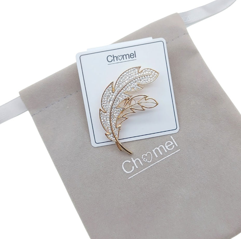 Leaf Cubic Zirconia Brooch