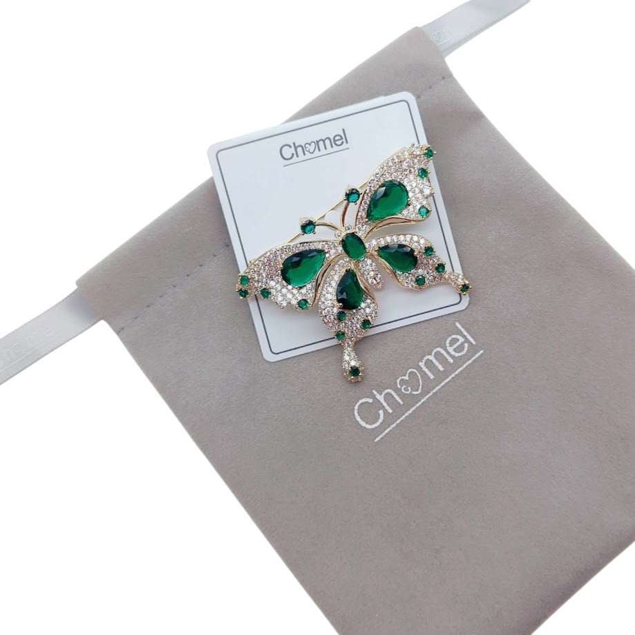 Butterfly Cubic Zirconia Brooch - CHOMEL