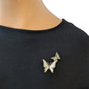 Two Butterfly Cubic Zirconia & Mother of Pearl Brooch