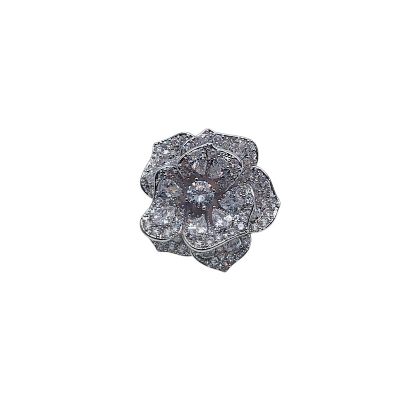 Flower Cubic Zirconia Brooch - CHOMEL