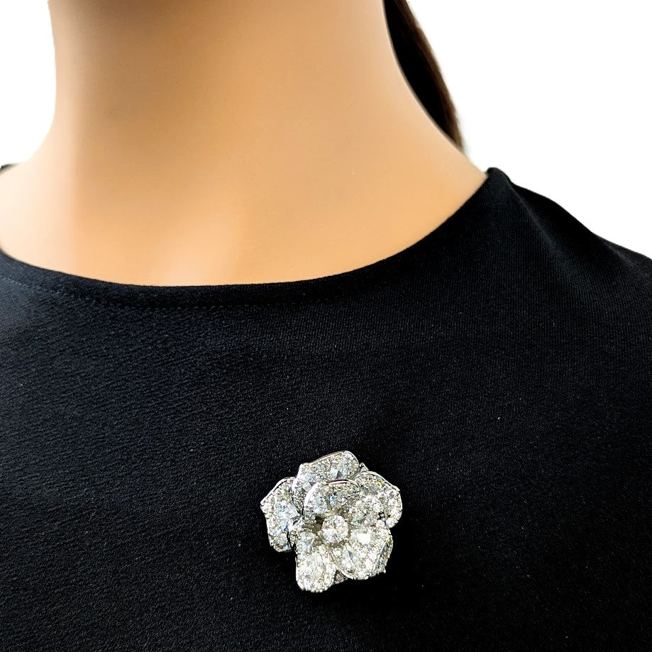 Flower Cubic Zirconia Brooch - CHOMEL