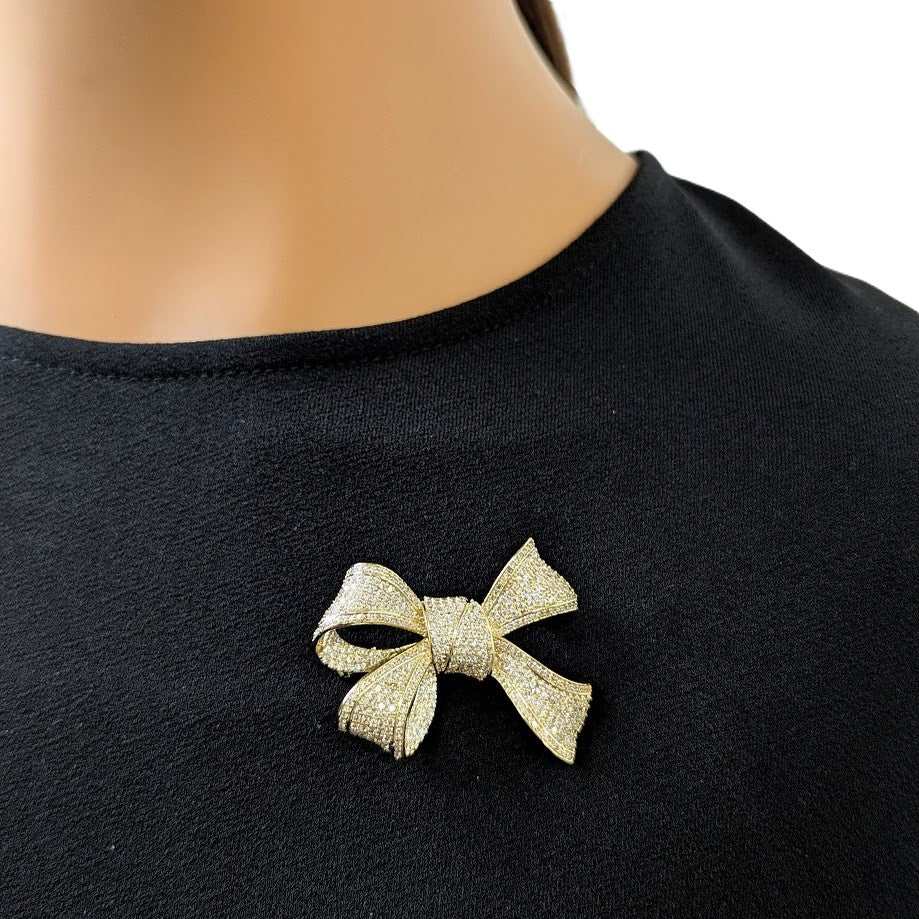 Ribbon Cubic Zirconia Brooch - CHOMEL