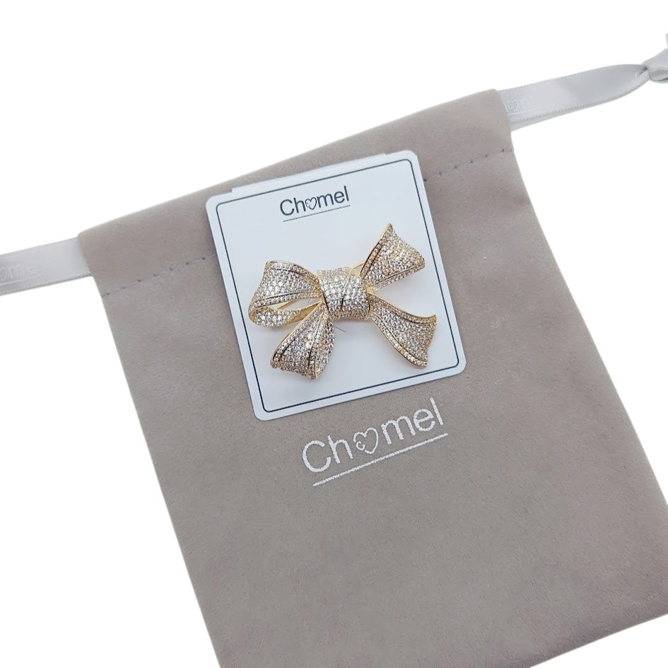 Ribbon Cubic Zirconia Brooch - CHOMEL