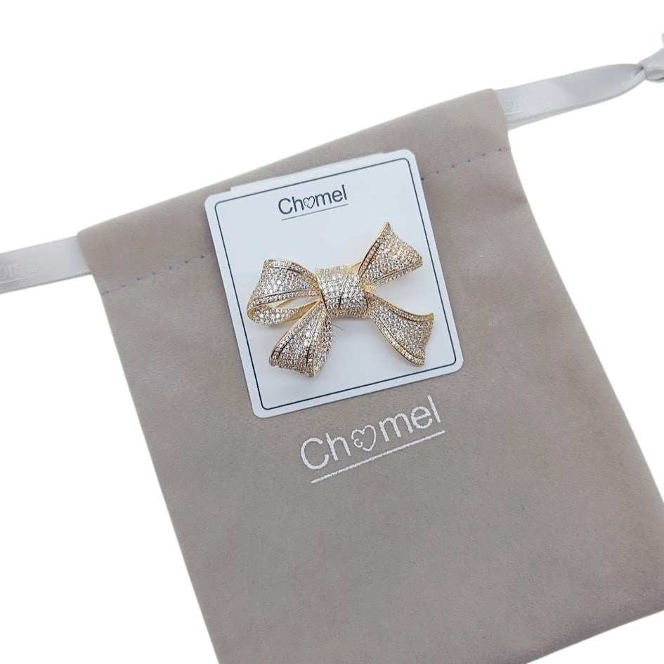 Ribbon Cubic Zirconia Brooch - CHOMEL