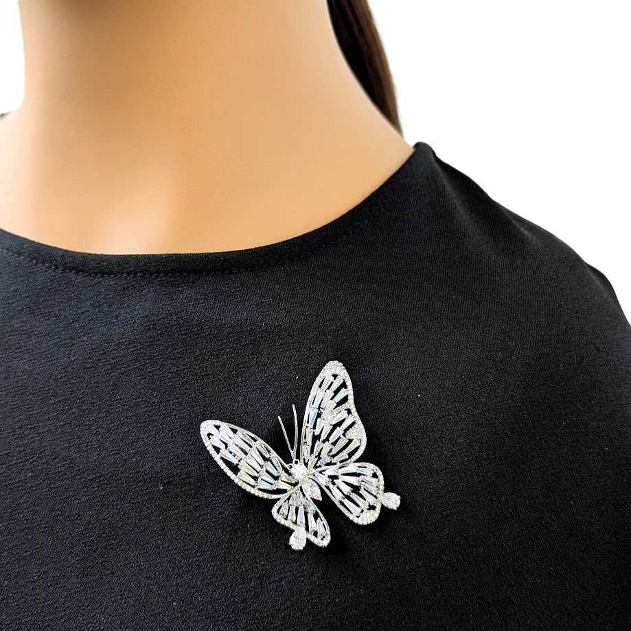 Butterfly Cubic Zirconia Brooch - CHOMEL