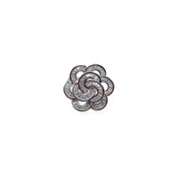 Flower cubic zirconia brooch with baguette cut stones and rhodium plating, 2.8cm x 2.6cm