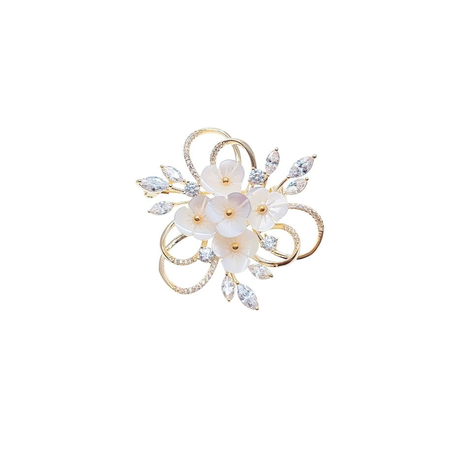 Flower Cubic Zirconia Brooch - CHOMEL