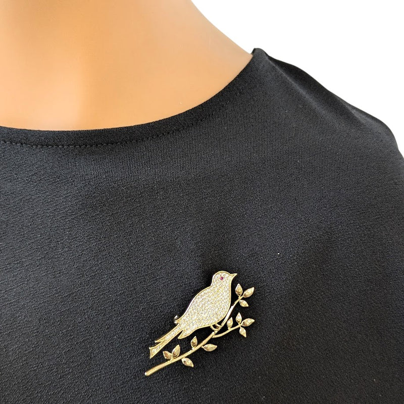 Bird Cubic Zirconia Brooch