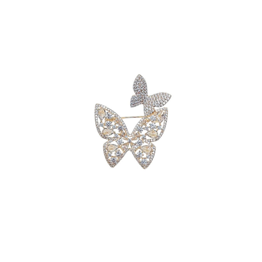 Two Butterfly Cubic Zirconia Brooch