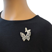 Two Butterfly Cubic Zirconia Brooch
