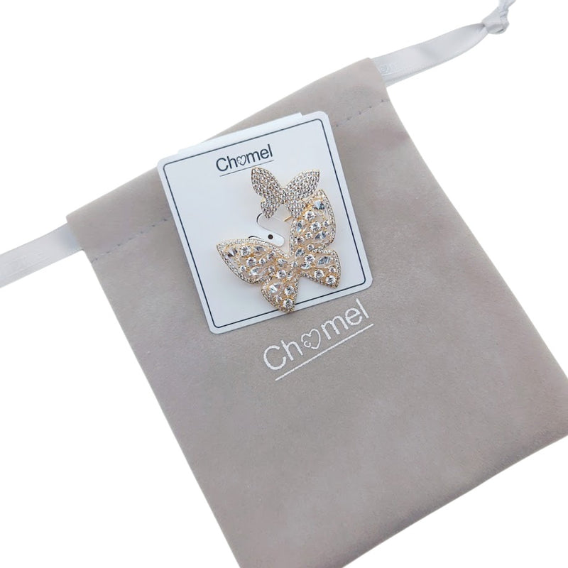 Two Butterfly Cubic Zirconia Brooch