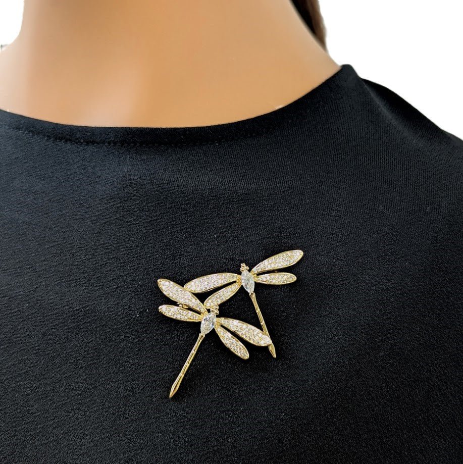 Dragonfly Cubic Zirconia Brooch - CHOMEL