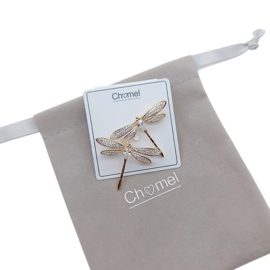 Dragonfly Cubic Zirconia Brooch - CHOMEL