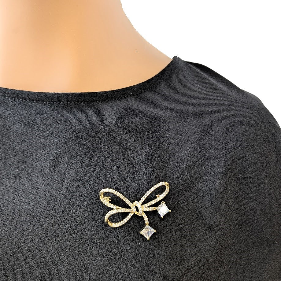 Ribbon Cubic Zirconia Brooch