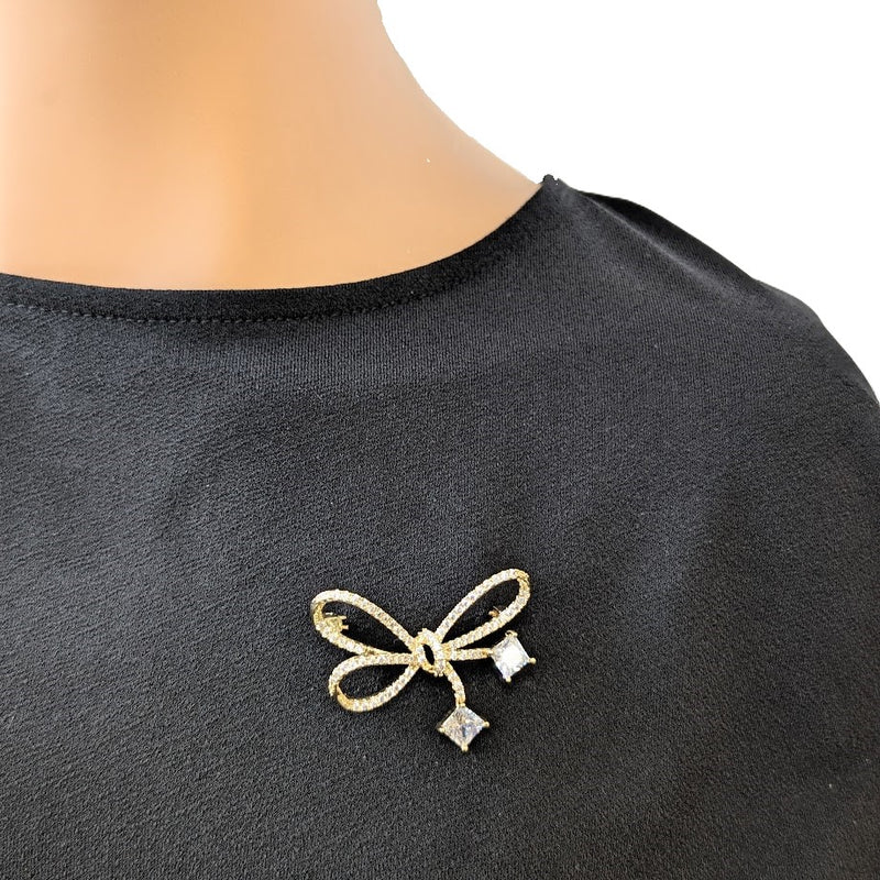 Ribbon Cubic Zirconia Brooch